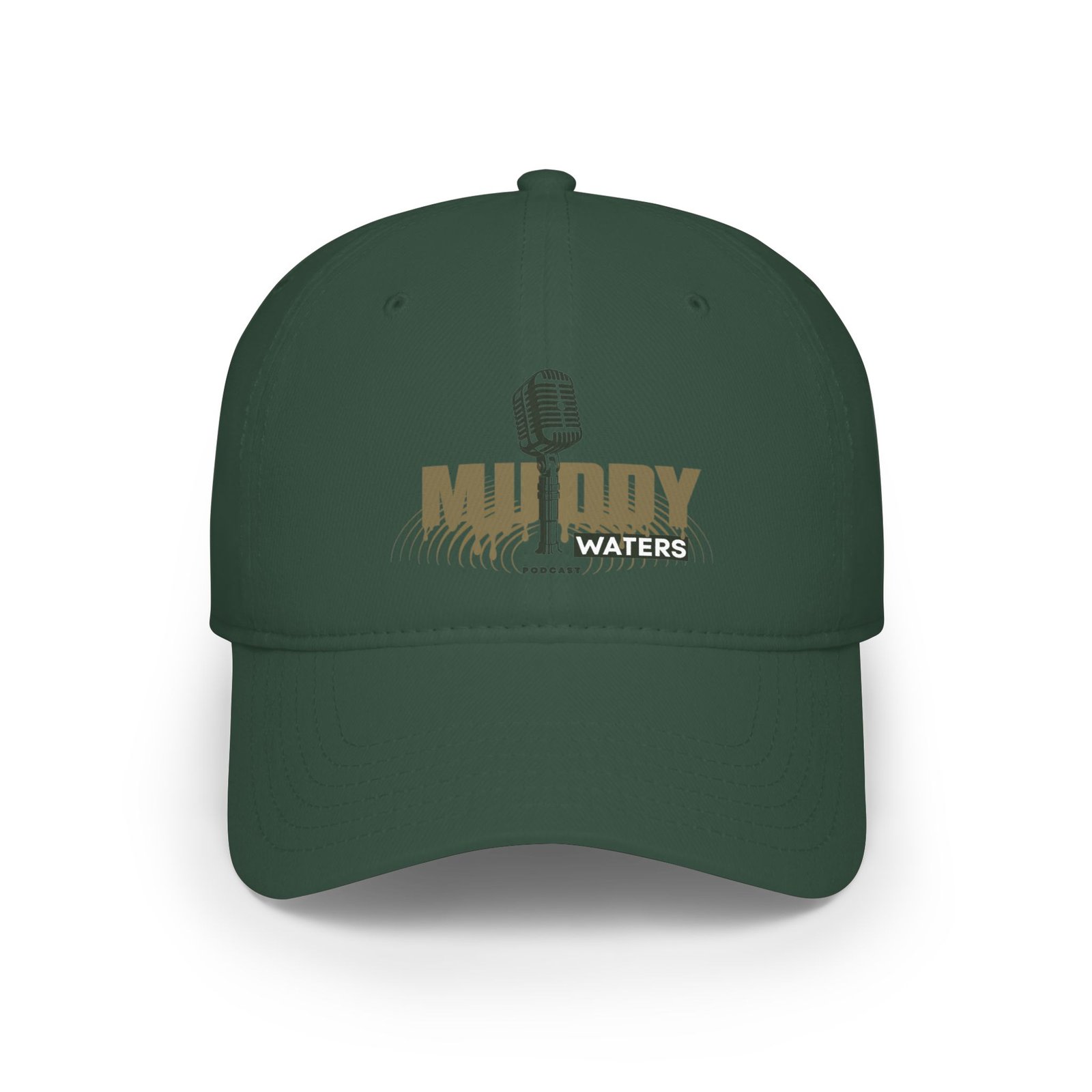 Muddy Waters Podcast Low Profile Baseball Cap - Red with Microphone Design - Image 9