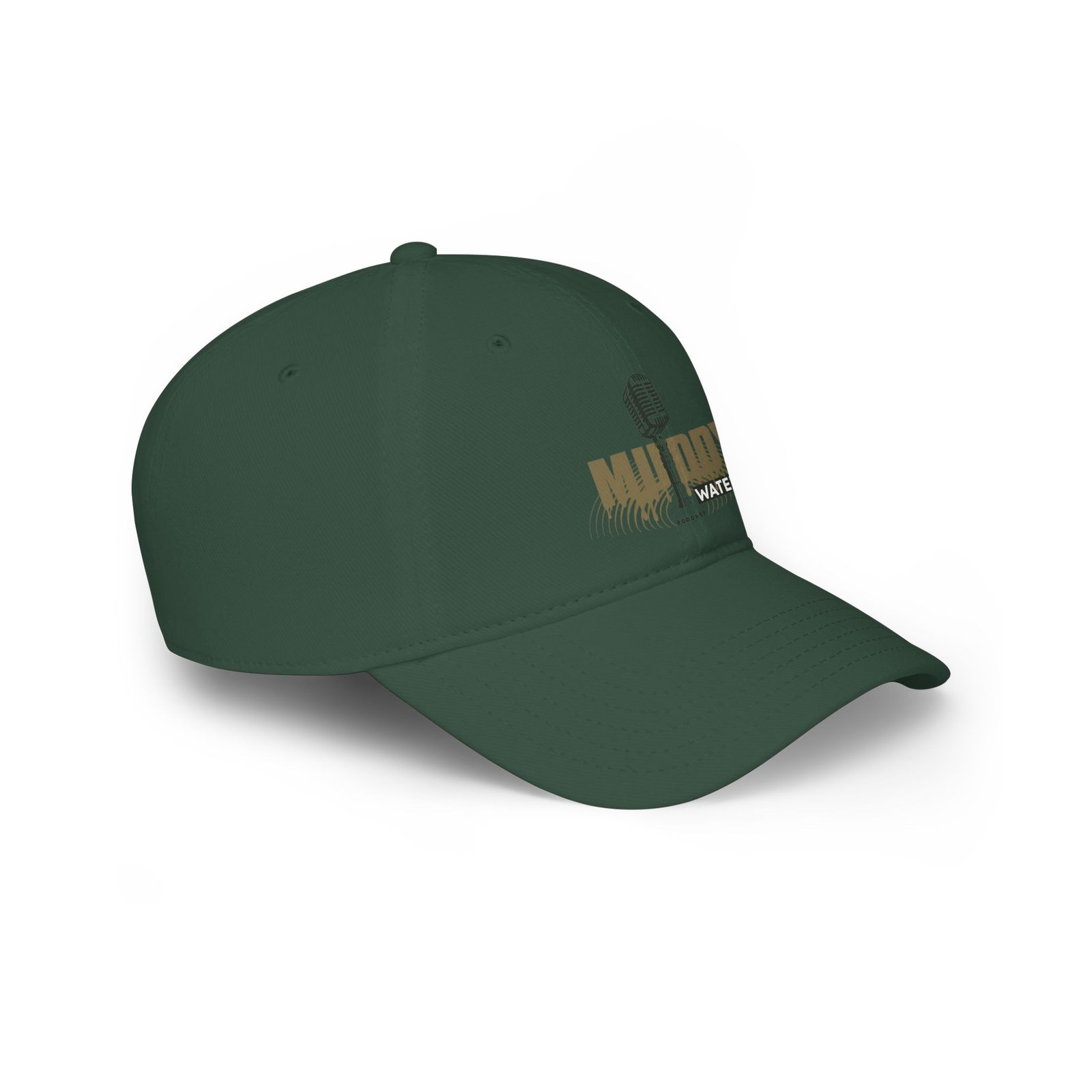 Muddy Waters Podcast Low Profile Baseball Cap - Red with Microphone Design - Image 11