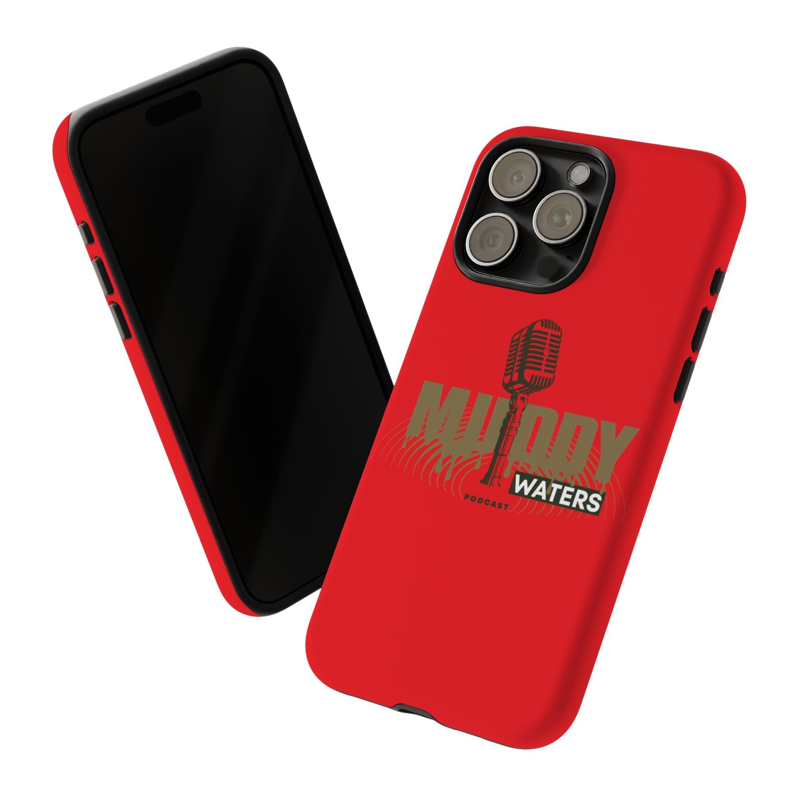 Muddy Waters Podcast Tough Phone Case – Retro Microphone Design - Image 110