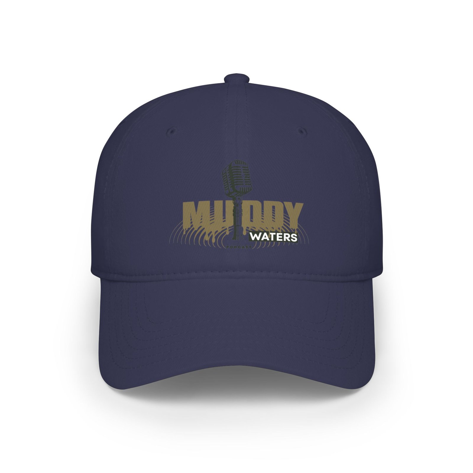 Muddy Waters Podcast Low Profile Baseball Cap - Red with Microphone Design - Image 17