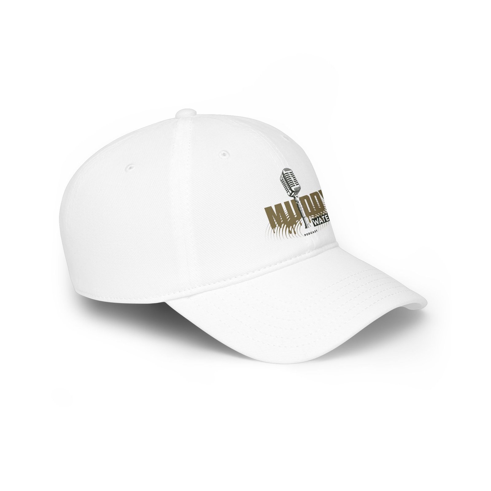 Muddy Waters Podcast Low Profile Baseball Cap - Red with Microphone Design - Image 23