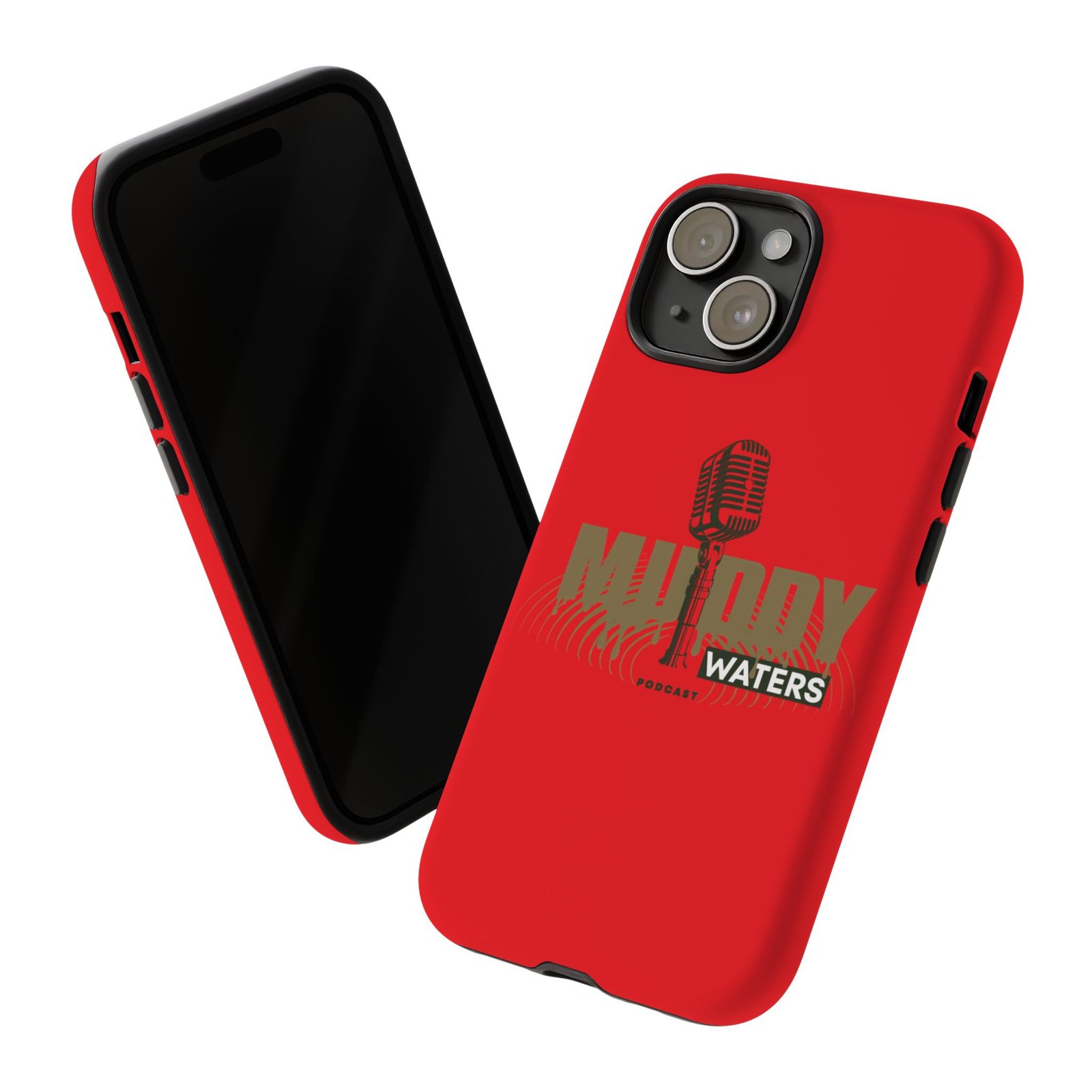 Muddy Waters Podcast Tough Phone Case – Retro Microphone Design - Image 95