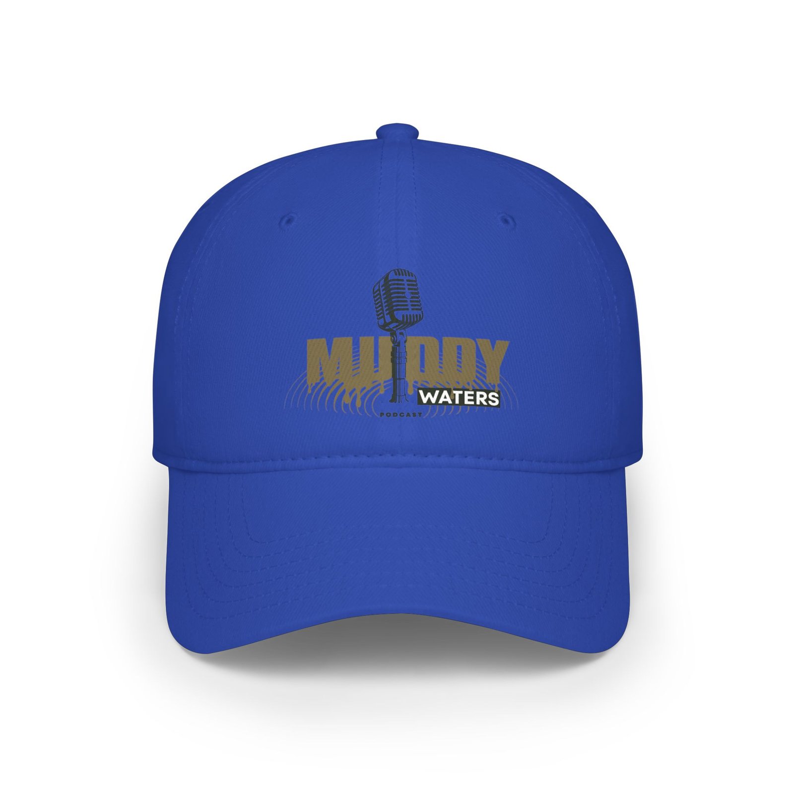 Muddy Waters Podcast Low Profile Baseball Cap - Red with Microphone Design - Image 13