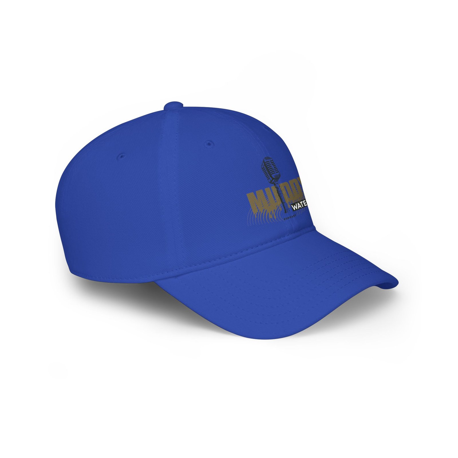 Muddy Waters Podcast Low Profile Baseball Cap - Red with Microphone Design - Image 15