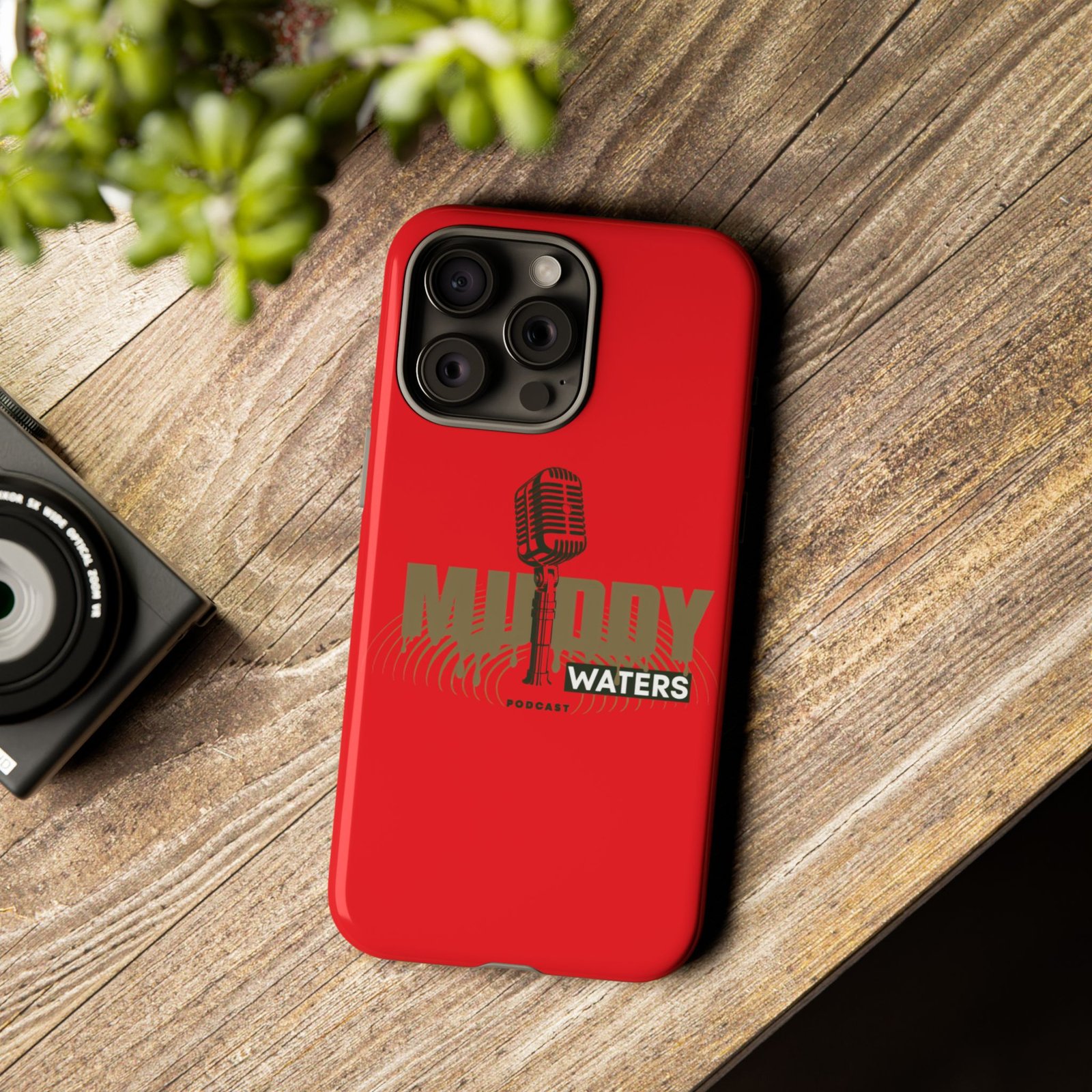 Muddy Waters Podcast Tough Phone Case – Retro Microphone Design - Image 108