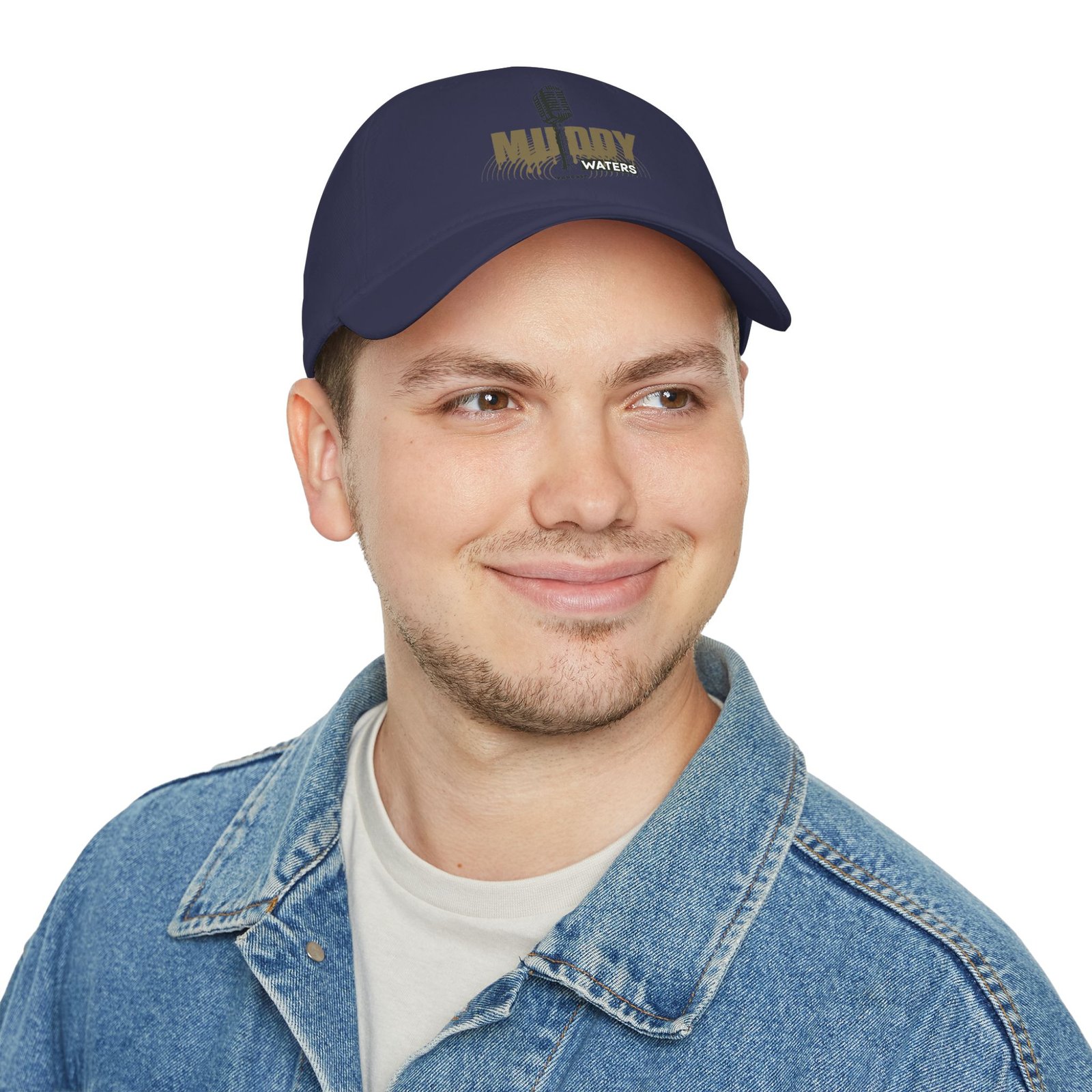 Muddy Waters Podcast Low Profile Baseball Cap - Red with Microphone Design - Image 20