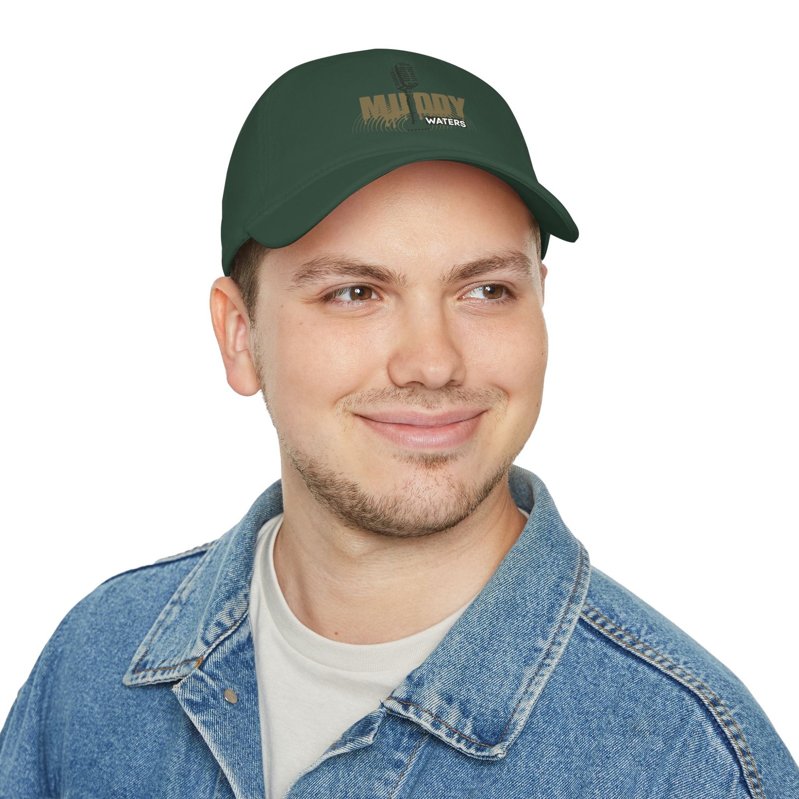 Muddy Waters Podcast Low Profile Baseball Cap - Red with Microphone Design - Image 12