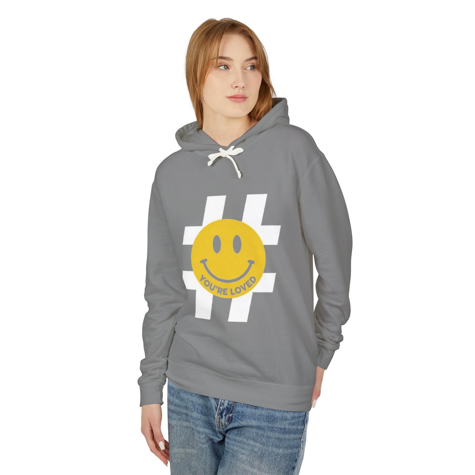Smiley "You're Loved" Hoodie — Positive Message Lightweight Pullover - Image 7
