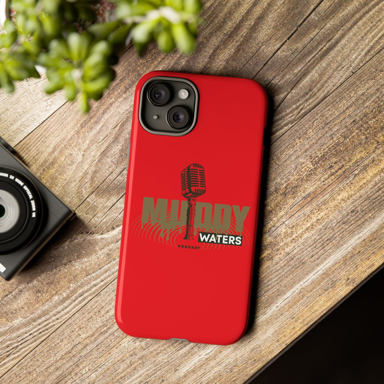 Muddy Waters Podcast Tough Phone Case – Retro Microphone Design - Image 99